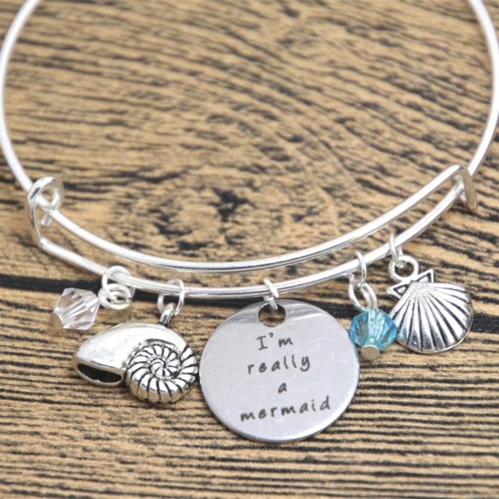Bracelet Silver Little Mermaidcore Shell Slide OSFA NWT